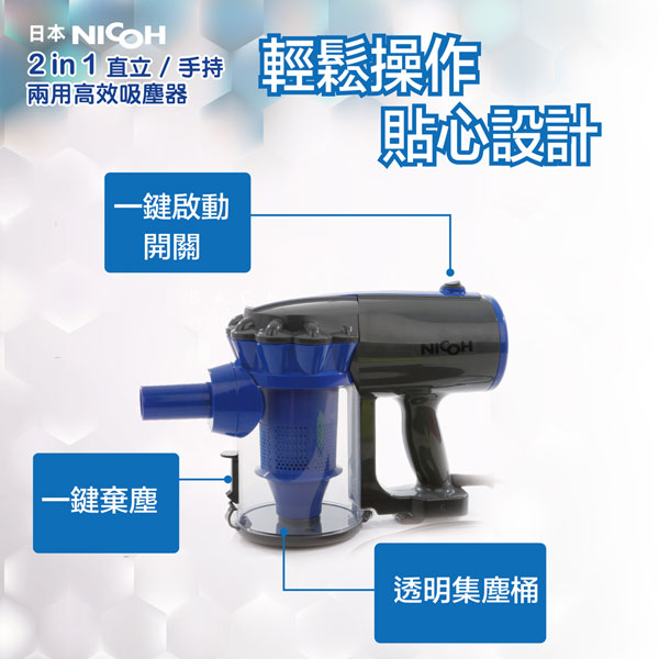 日本NICOH 2IN1直立/手持兩用高效吸塵器(VC-700W)