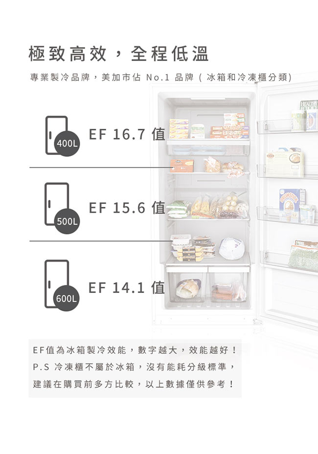 Frigidaire 富及第 600L立式無霜冷凍櫃 福利品贈基本安裝