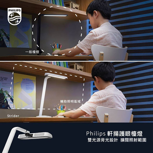 【飛利浦 PHILIPS LIGHTING】軒揚LED檯燈Strider 66111-白