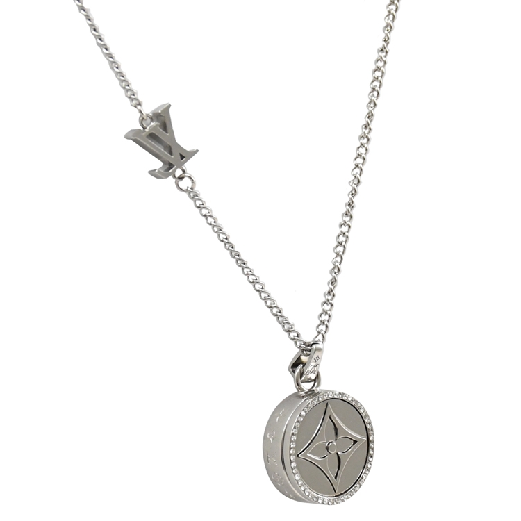 Louis Vuitton LOUIS VUITTON Pendant Twisted Flower Necklace Monogram M00916  Silver