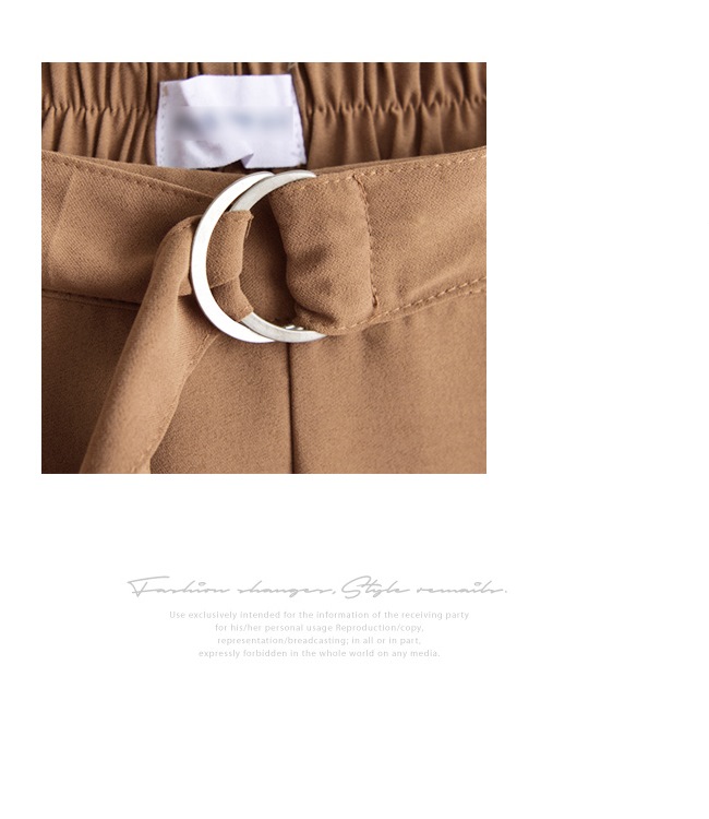 MOCO素色鬆緊腰釦環綁帶腰打摺寬百摺闊腿寬褲裙L~3L