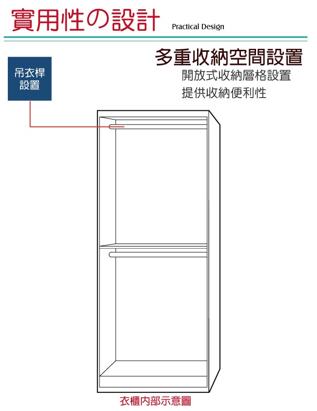 綠活居 高柏斯時尚2.5尺實木雙吊衣櫃/收納櫃-76x57x203cm-免組