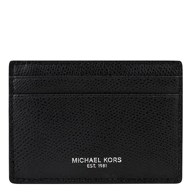 MICHAEL KORS Camden 浮雕牛皮十一卡雙摺短夾-附活動式卡夾(黑色)