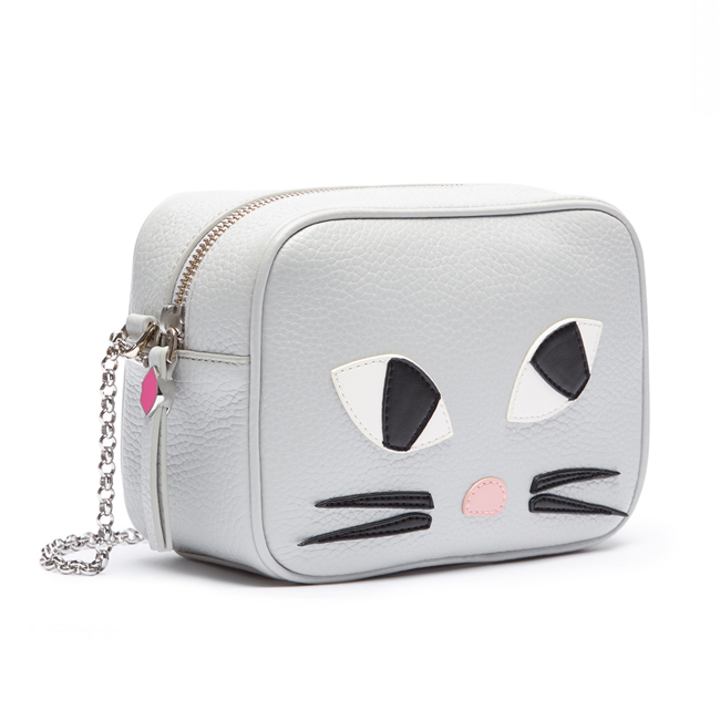 LULU GUINNESS AMBER 側背包 (KOOKY CAT/灰)