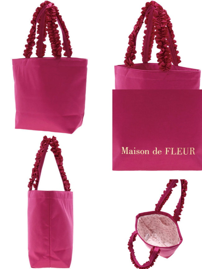 Maison de FLEUR 復古緞面荷葉邊手提包