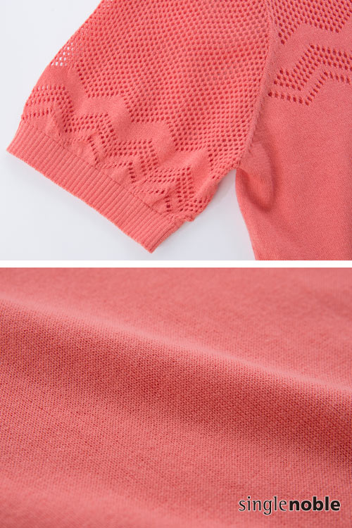 獨身貴族 前衛風尚幾何網洞純色針織衫(2色)
