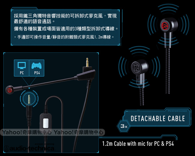 鐵三角 ATH-PG1 電競用密閉型耳機麥克風組【遊戲專用】