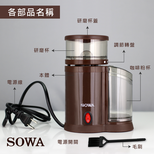 SOWA可調粗細研盤電動磨豆機(SJE-KYR150)