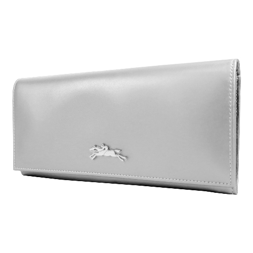 Longchamp Honore 404 翻蓋長夾-銀色