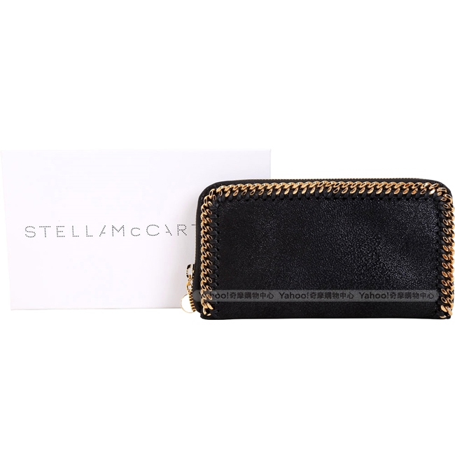 Stella McCartney Falabella 金鍊帶皮革拉鍊長夾(黑色)