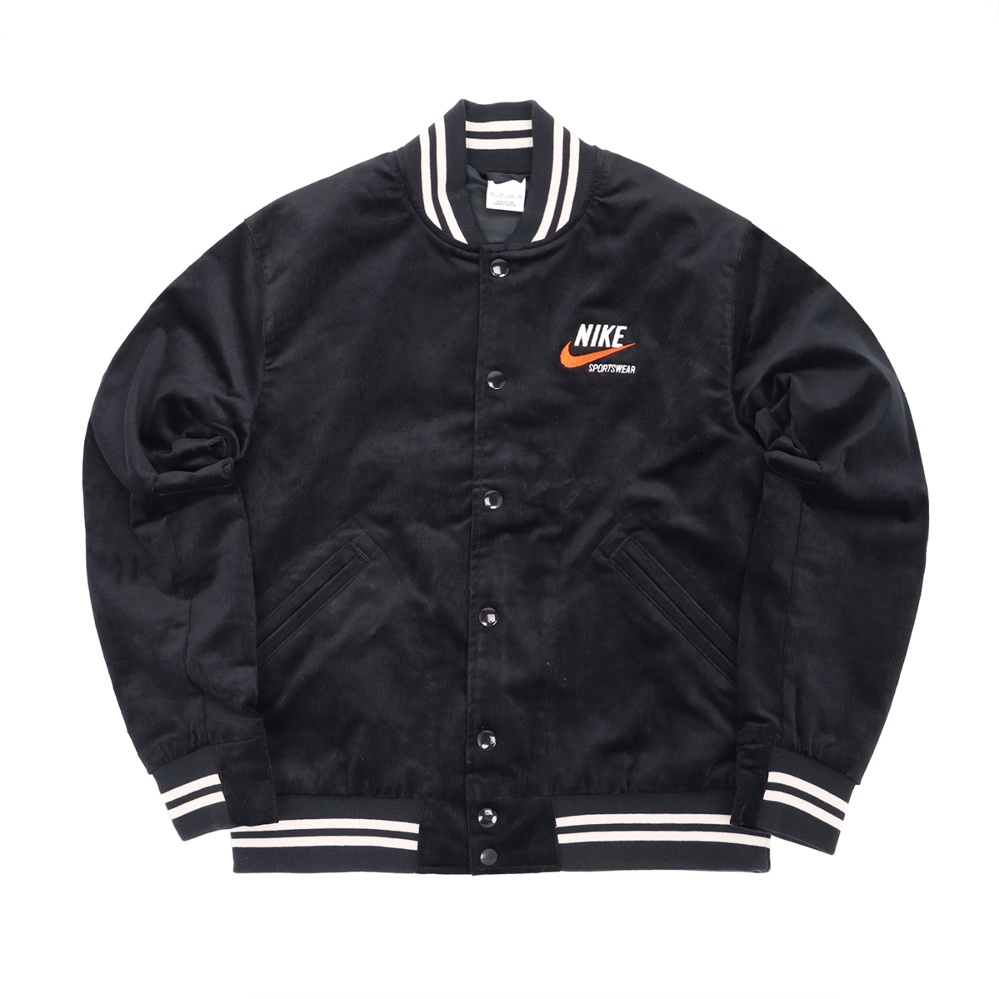 Nike 棒球外套NSW Trends Bomber 男款燈芯絨黑復古寬鬆刺繡大Logo