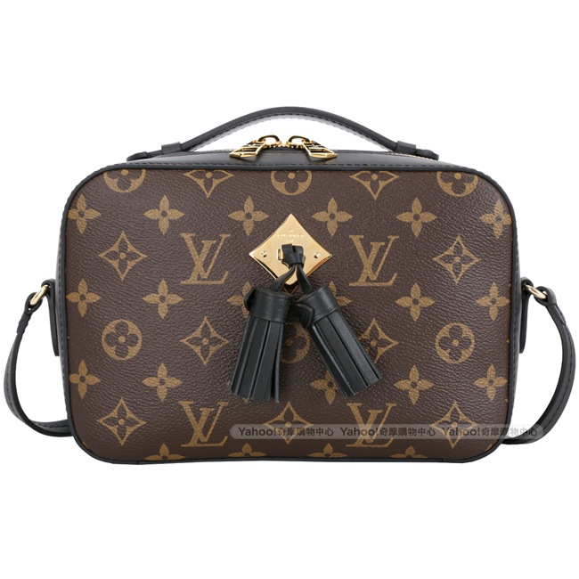LV M43555 SAINTONGE 經典帆布流蘇手提/斜背相機包(黑色)