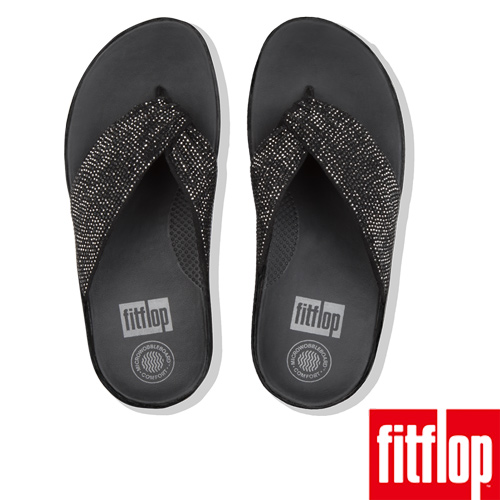 FitFlop TWISS CRYSTAL TOE-THONGS-黑色