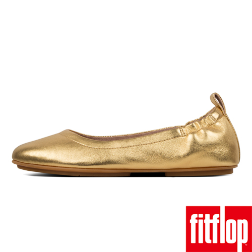 FitFlop ALLEGRO LEATHER BALLERINAS-黃金色