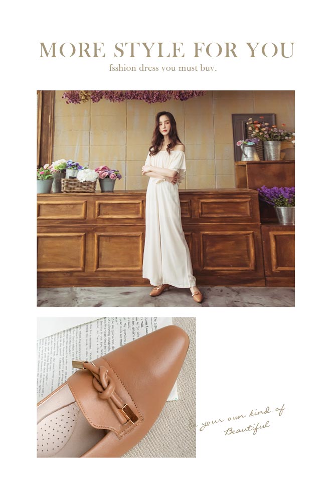 Ann’S打造知性品味-頂級小羊皮單結低跟包鞋-棕