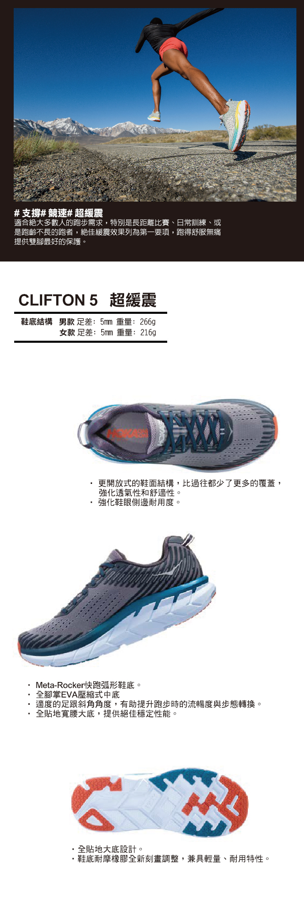 HOKA ONE ONE 女 Clifton 5 路跑鞋 靛青