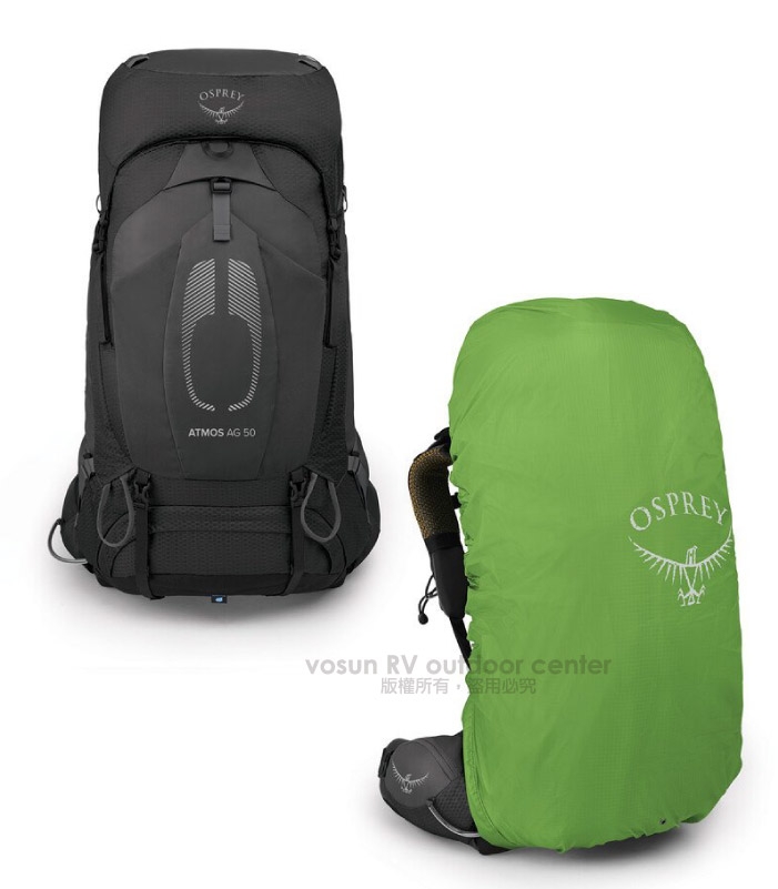 美國OSPREY Atmos AG 50 專業網架輕量登山背包L/XL(可拆卸頂袋)_黑R