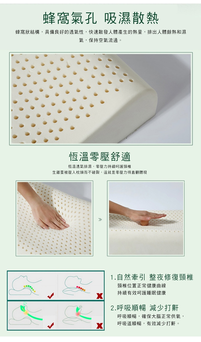 澳洲Simple Living 標準型100%天然透氣乳膠枕-一入(40x57cm)