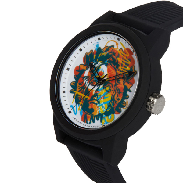 AX STREET ART系列ALEX LEHOURS潮流復古塗鴉設計手錶-黑-AX144