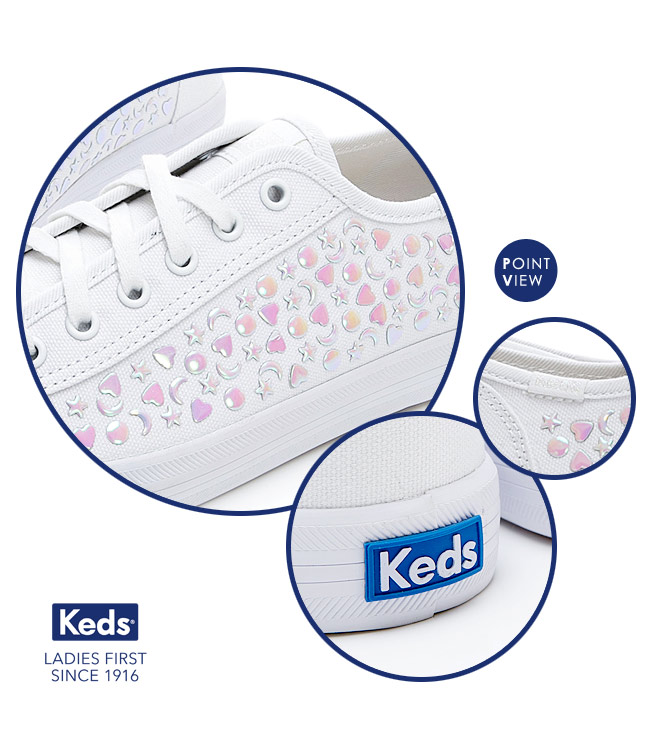 Keds KICKSTART 閃爍星空帆布鞋-白