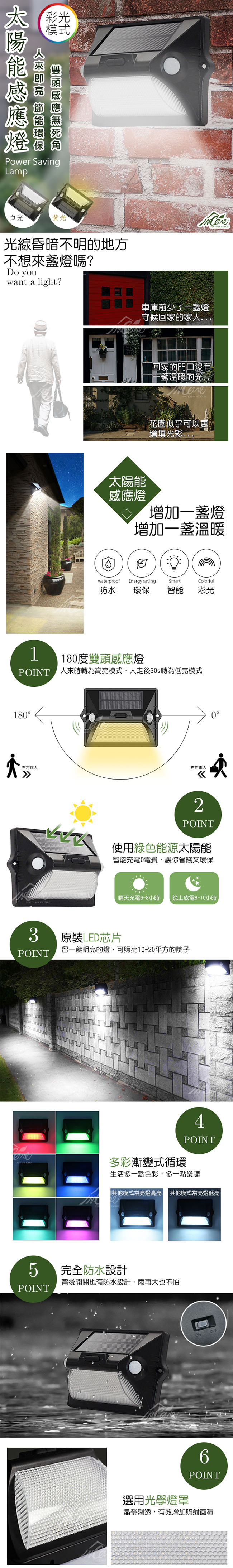 【Incare】太陽能節能環保彩光感應燈 (1入/2色可選)