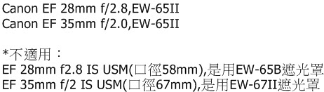 uWinka副廠CANON遮光罩EW-65II