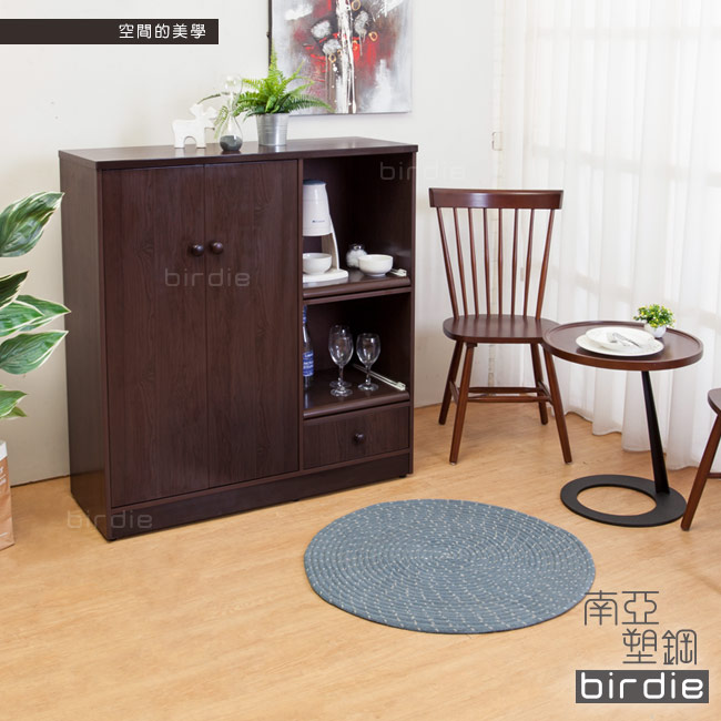 Birdie南亞塑鋼-3.6尺二門一抽二拉盤塑鋼電器櫃(胡桃色)108x41x115cm