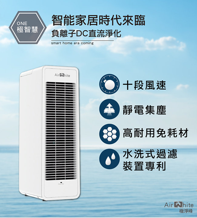 贈清淨機！美國Lasko 19坪 AirWhite極淨峰集塵負離子清淨機 A534TW