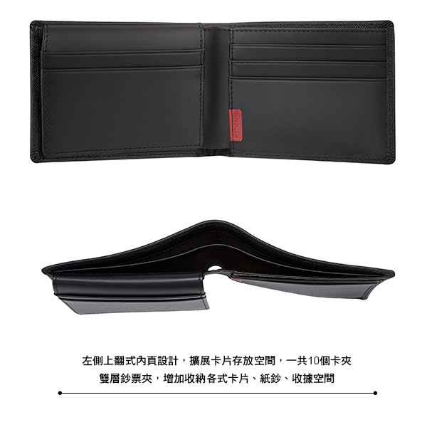 Mondaine 瑞士國鐵國徽系列十卡短夾-十字紋-黑