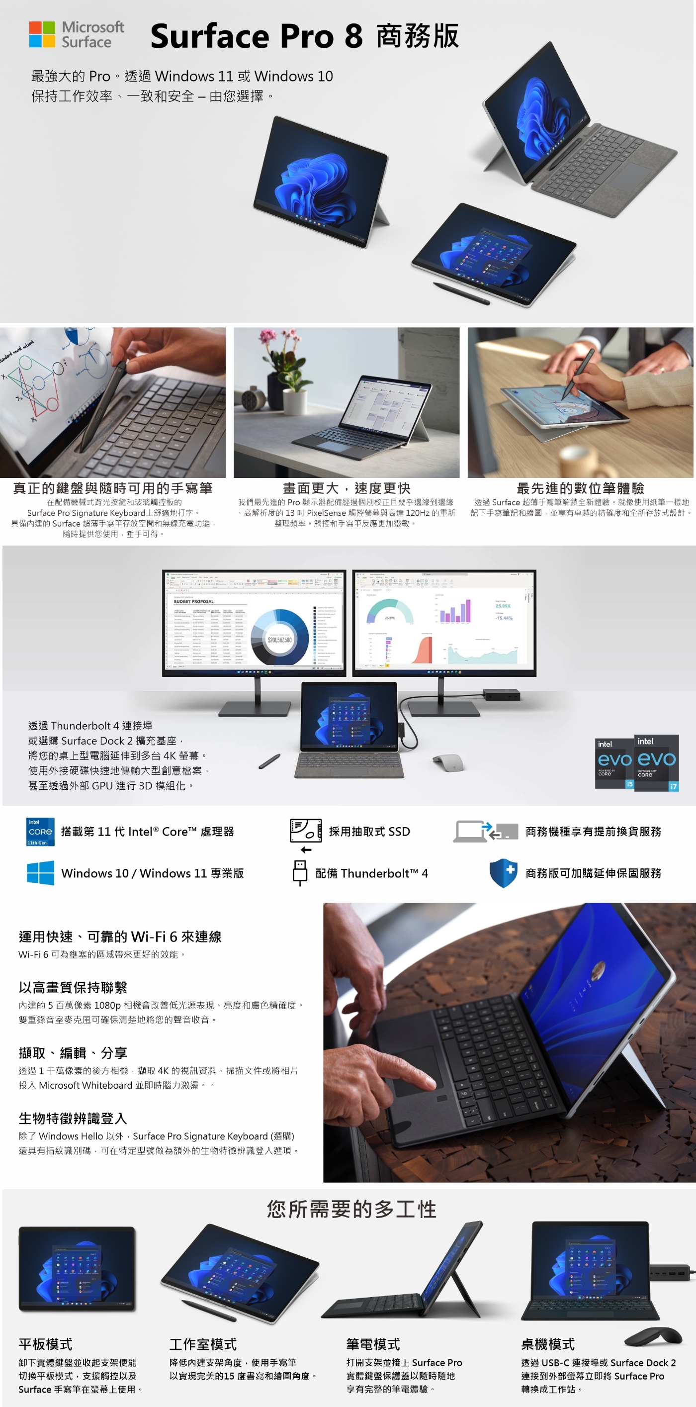 Surface Pro 8 i5/8G/512G/W11P 商務版◇雙色可選| 其他系列| Yahoo