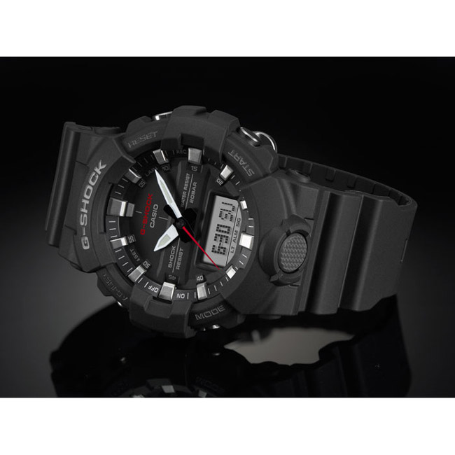 G-SHOCK 絕對強悍輕薄3D雙顯運動錶(GA-800-1A)-黑/48.6mm