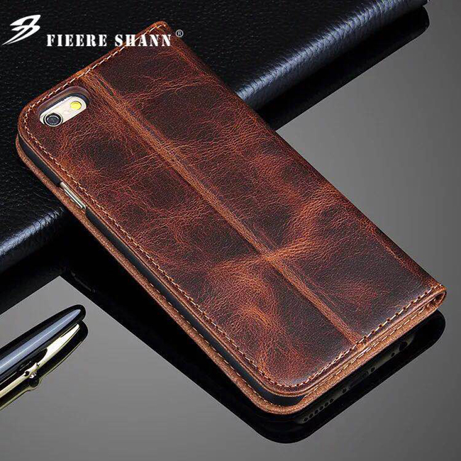 Fierre Shann 瘋馬紋 iPhone 6/6s (4.7吋) 插卡手工皮套