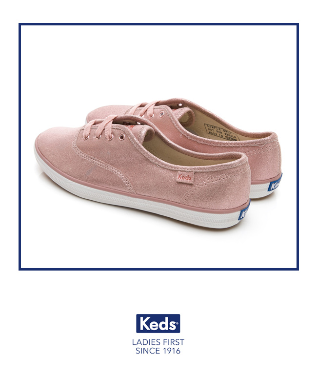 Keds CHAMPION 麂皮柔光經典綁帶休閒鞋-玫瑰色