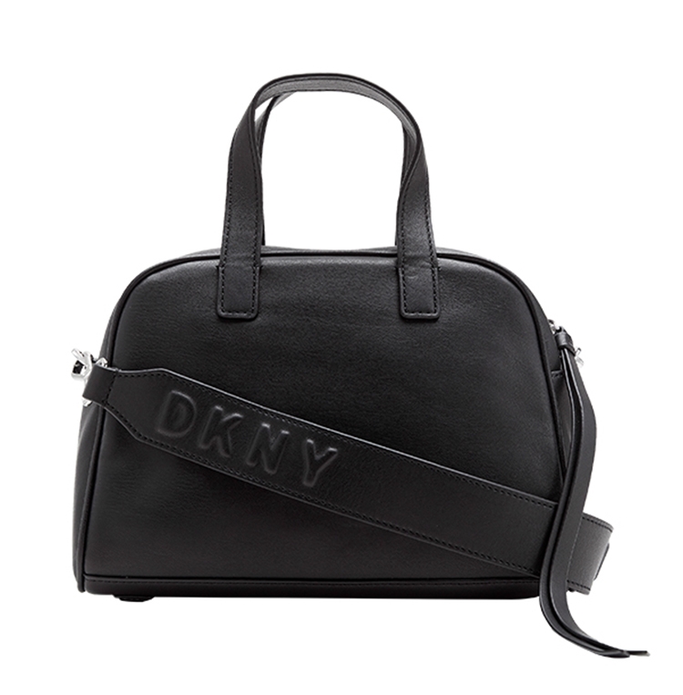 DKNY LOGO壓紋時尚斜背手提包 黑