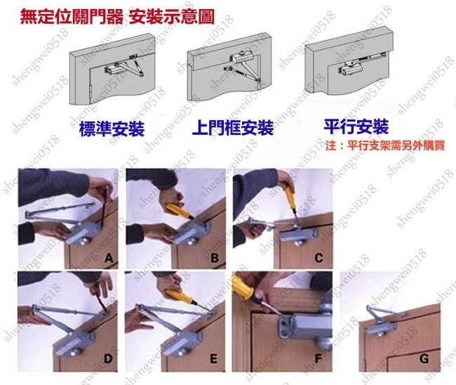 加安牌 S82 自動門弓器 內停檔門寬90cm 垂直安裝