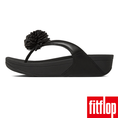 FitFlop FLOWERBALL LEATHER TOE-POST-黑色