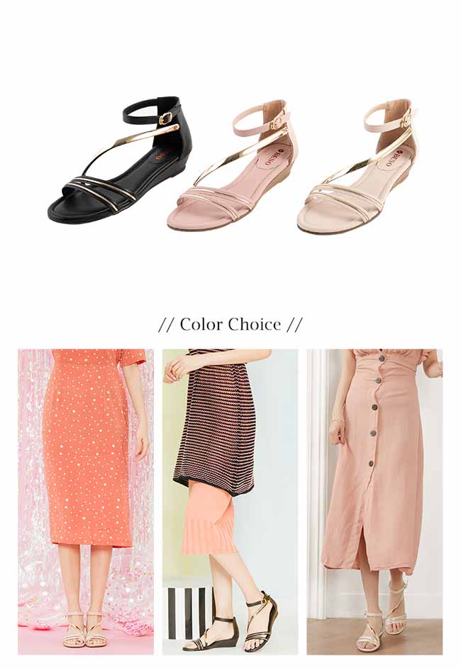 BESO 柔軟曲線 繚繞楔型涼鞋~黑