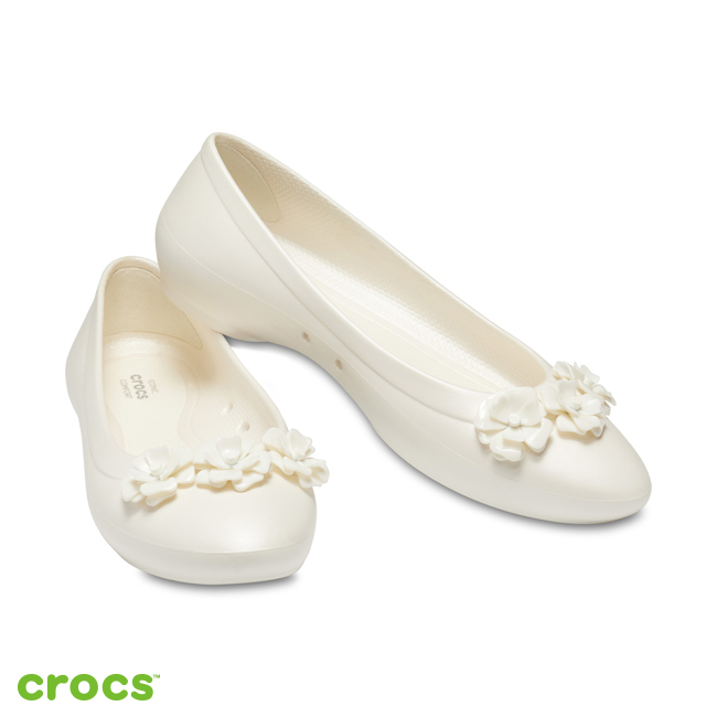 Crocs 卡駱馳 (女鞋) 莉娜花朵女士平底鞋 205659-12U