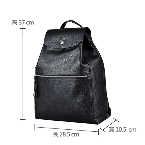 LONGCHAMP經典LE FOULONNE系列小牛皮釦式後背包(黑)