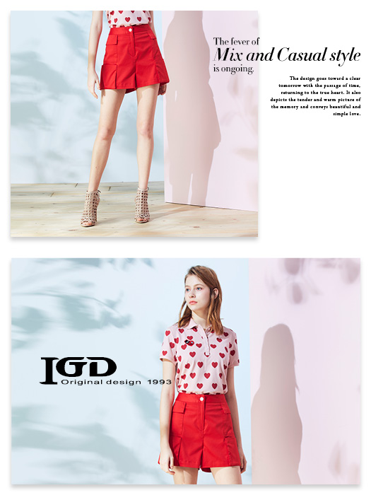 IGD英格麗 立體口袋設計短褲-紅
