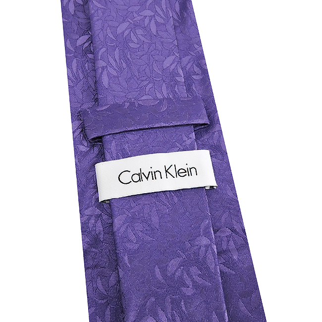 Calvin Klein 紫色葉子圖樣條紋造型領帶