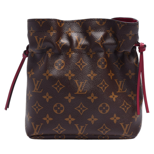 LV M43445 NOÉ系列Monogram帆布牛皮飾邊束口萬用收納袋(紫紅色)