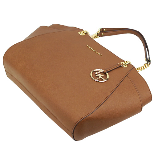 MICHAEL KORS JET SET 鍊帶扇形肩背包-大/棕