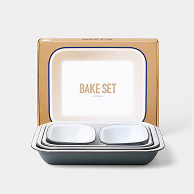 英國Falcon 獵鷹琺瑯 Bake Set 烘焙烤盤五件組 古典灰