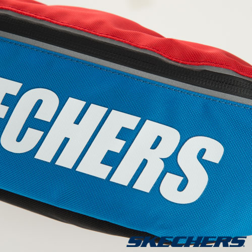 SKECHERS 印字腰包 藍 - SMBUS19D006-BLUE