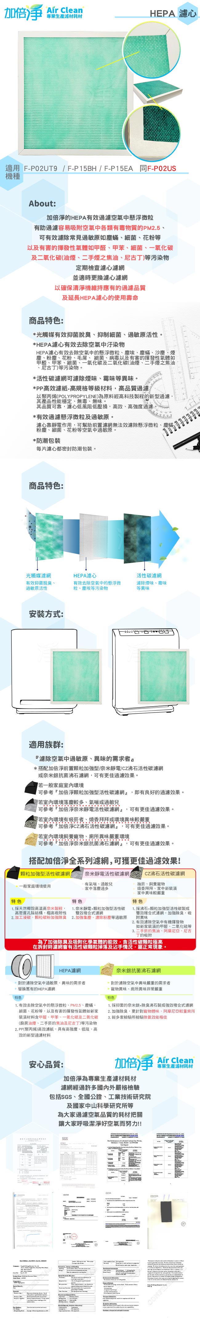 加倍淨 適用 國際牌空氣清淨機 F-P02UT9 F-P15BH F-P15EA HEPA