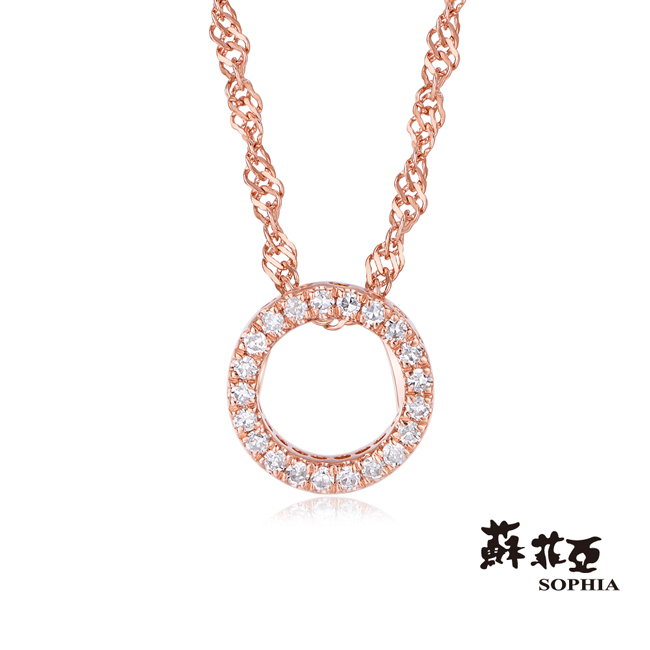 蘇菲亞SOPHIA 鑽石項鍊-無限愛玫瑰金14K鑽鍊