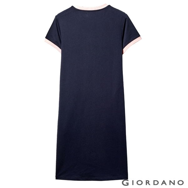 GIORDANO 女裝純棉水果刺繡連身裙-66 標誌海軍藍