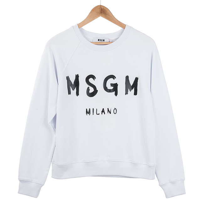 MSGM 經典油漆塗鴉英文字母長袖上衣 (白色)