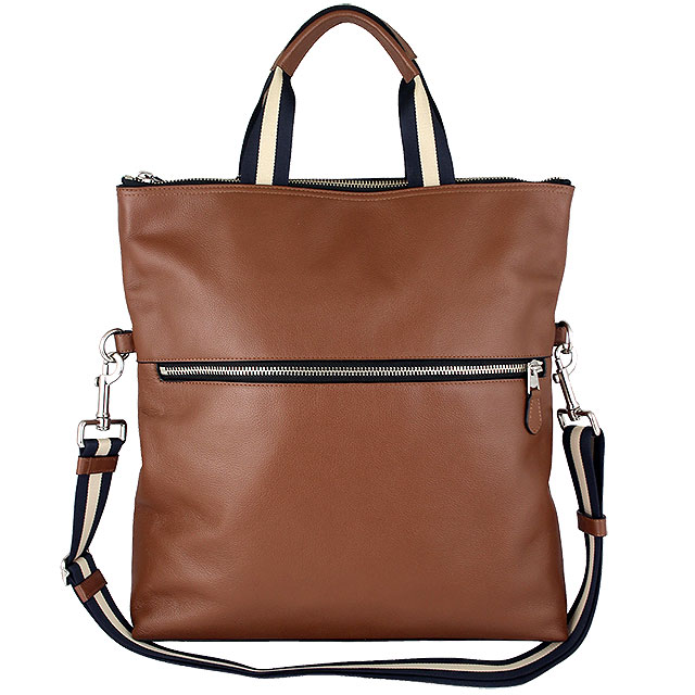 COACH 駝色荔枝紋皮革直立式肩背/手提大方包